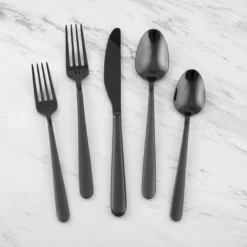 Quinn Black Sand Mirror 20-Piece Flatware Set