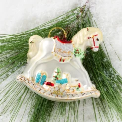 2026 Retro Blown Glass Baby's 1st Rocking Horse Ornament