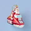 Retro Blown Glass Santa on Snowmobile Ornament