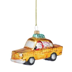 Retro Blown Glass Taxi Ornament