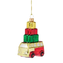 Retro Blown Glass Van with Gifts Ornament