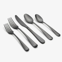 Rhiannon Black Satin 45-Piece Flatware Set