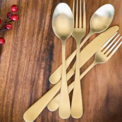 Rhiannon Champagne Satin 20-Piece Flatware Set