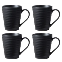 Ridge Black Mugs, Set of 4