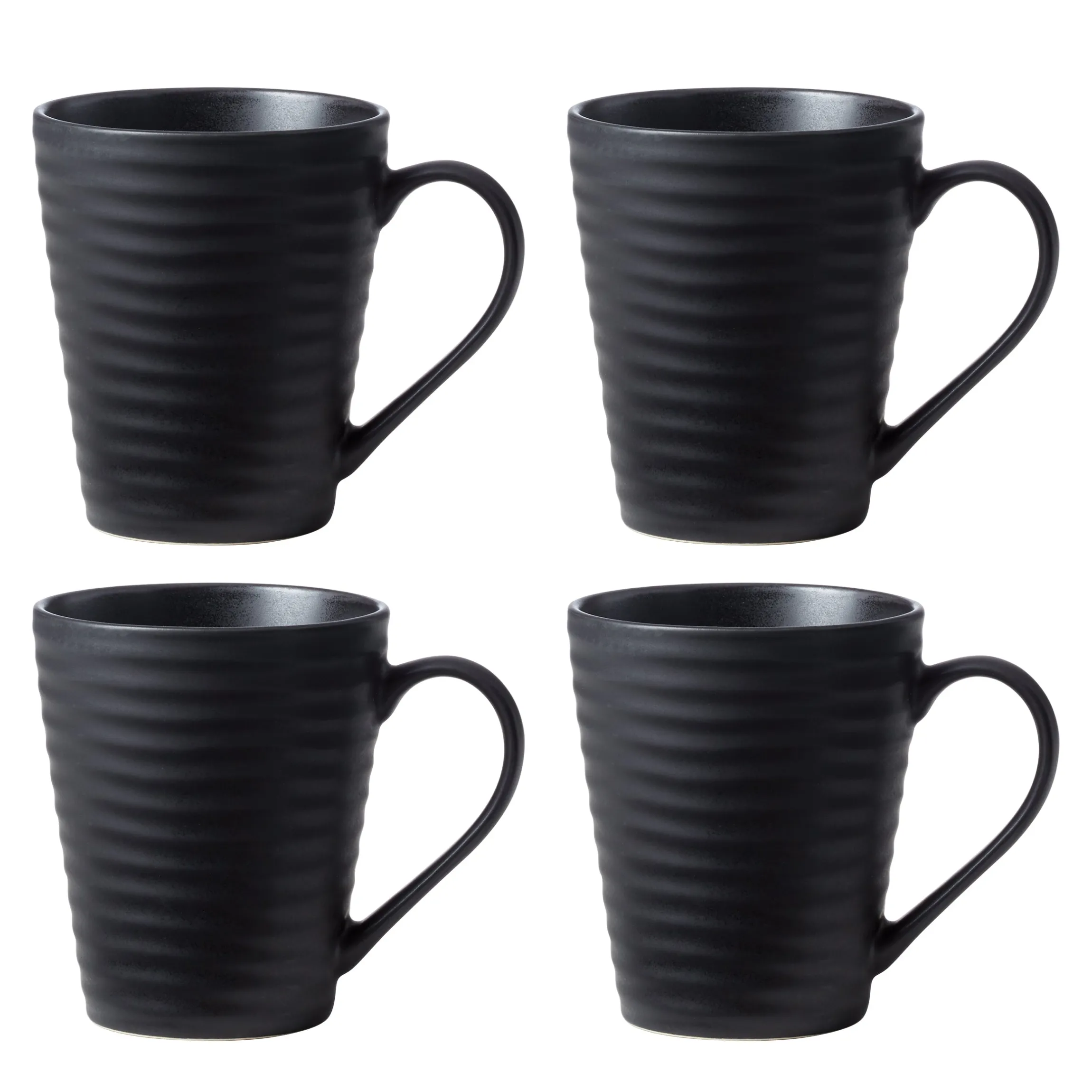 Ridge Black Mugs, Set of 4