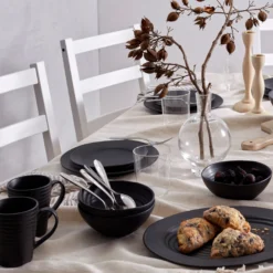 Ridge Black Mugs, Set of 4