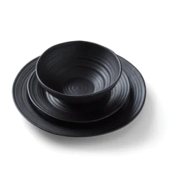 Ridge Black 12-Piece Dinnerware Set