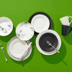Ridge Black 12-Piece Dinnerware Set