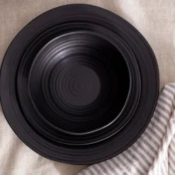 Ridge Black 12-Piece Dinnerware Set