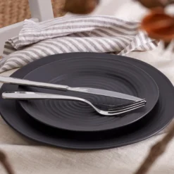 Ridge Black 12-Piece Dinnerware Set