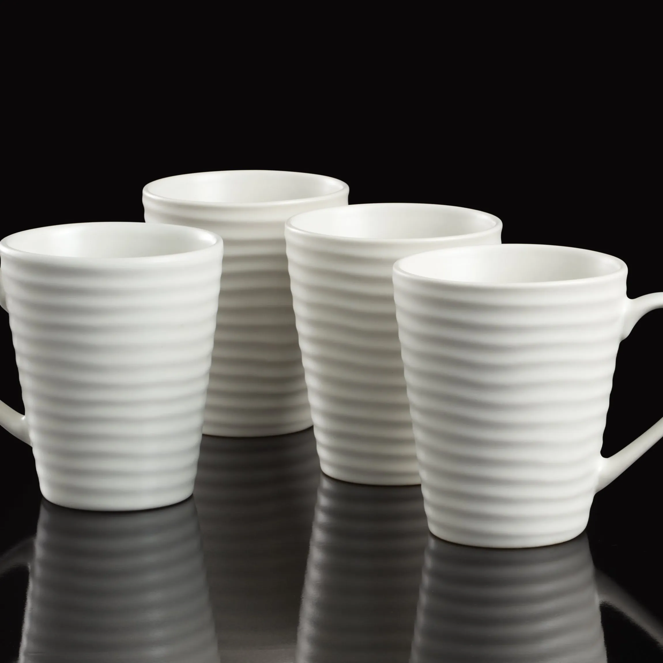 Ridge White Mugs, Set of 4
