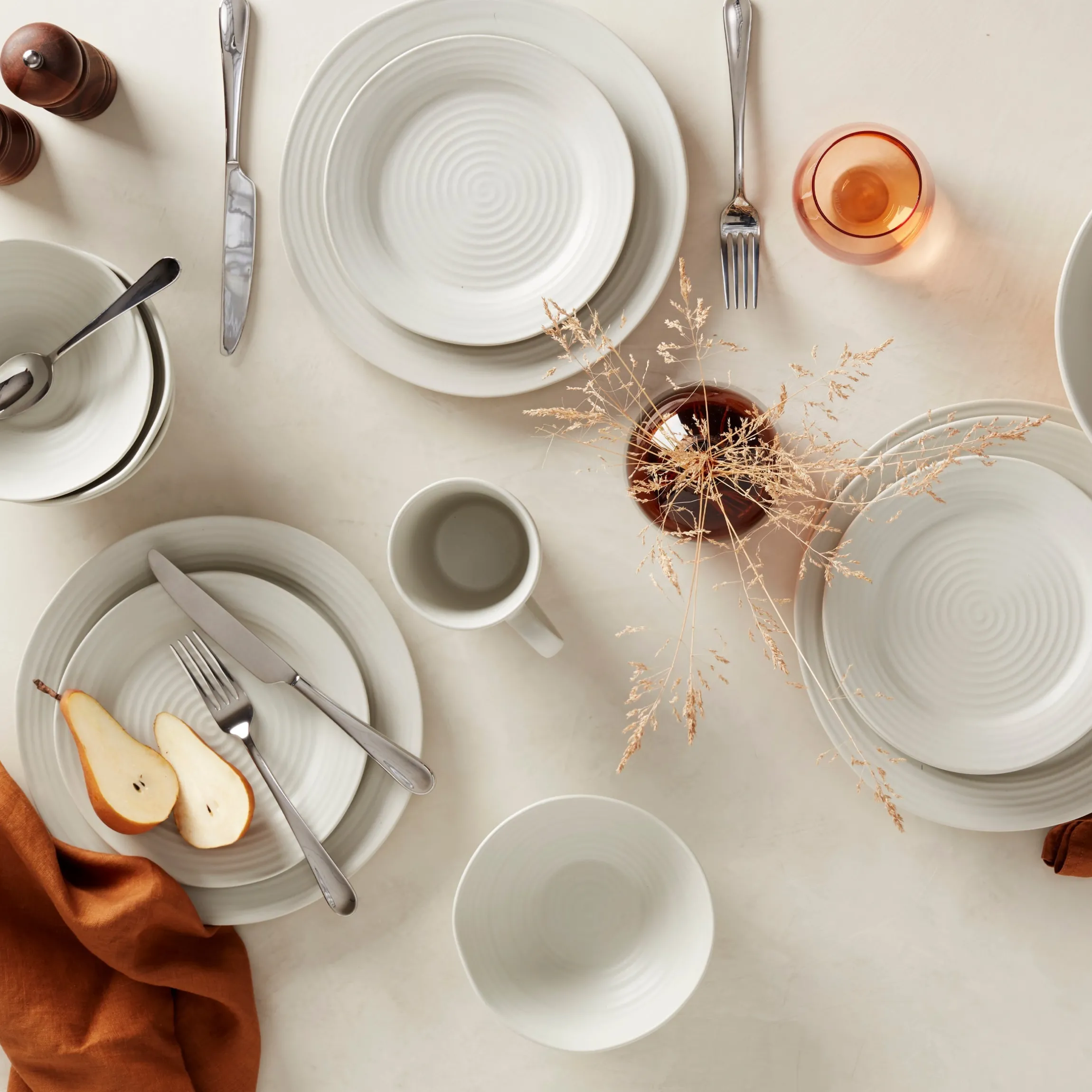 Ridge White 12-Piece Dinnerware Set