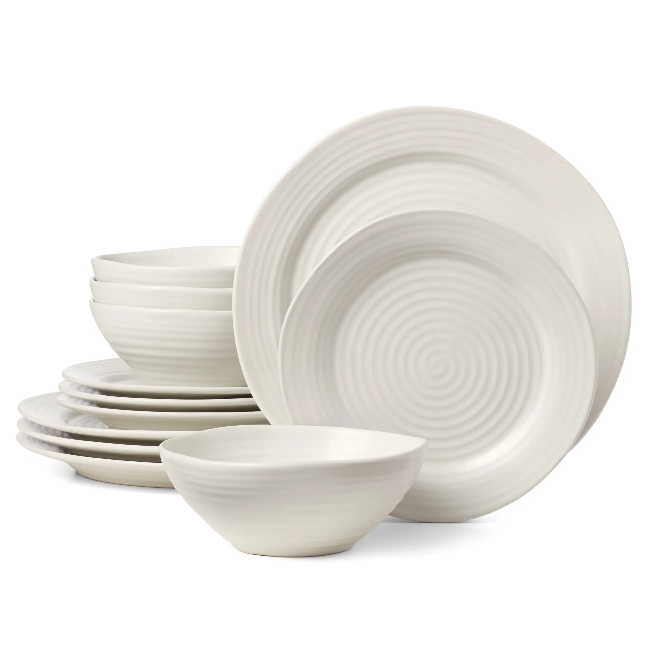 Ridge White 12-Piece Dinnerware Set