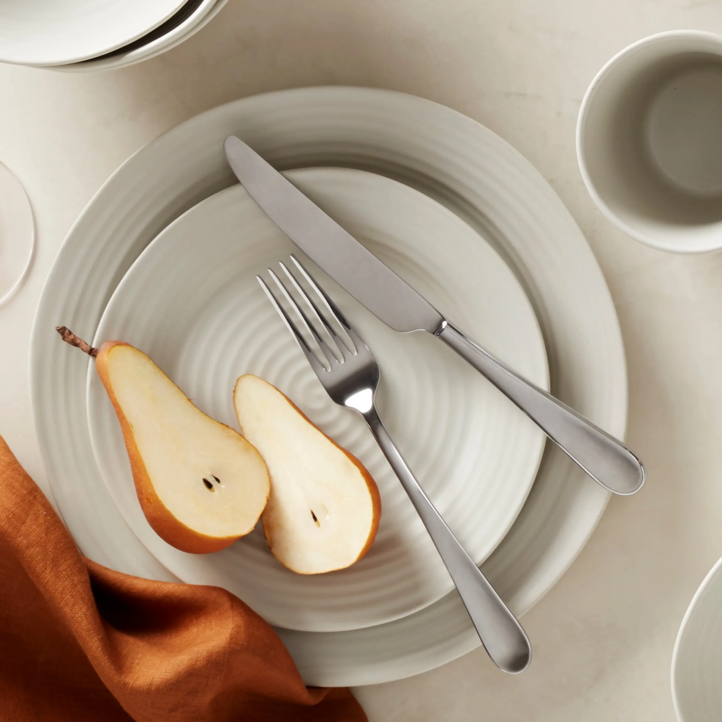 Ridge White 12-Piece Dinnerware Set