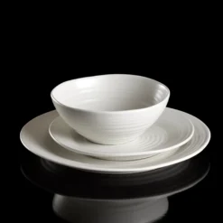 Ridge White 12-Piece Dinnerware Set