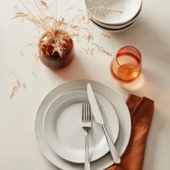 Ridge White 12-Piece Dinnerware Set