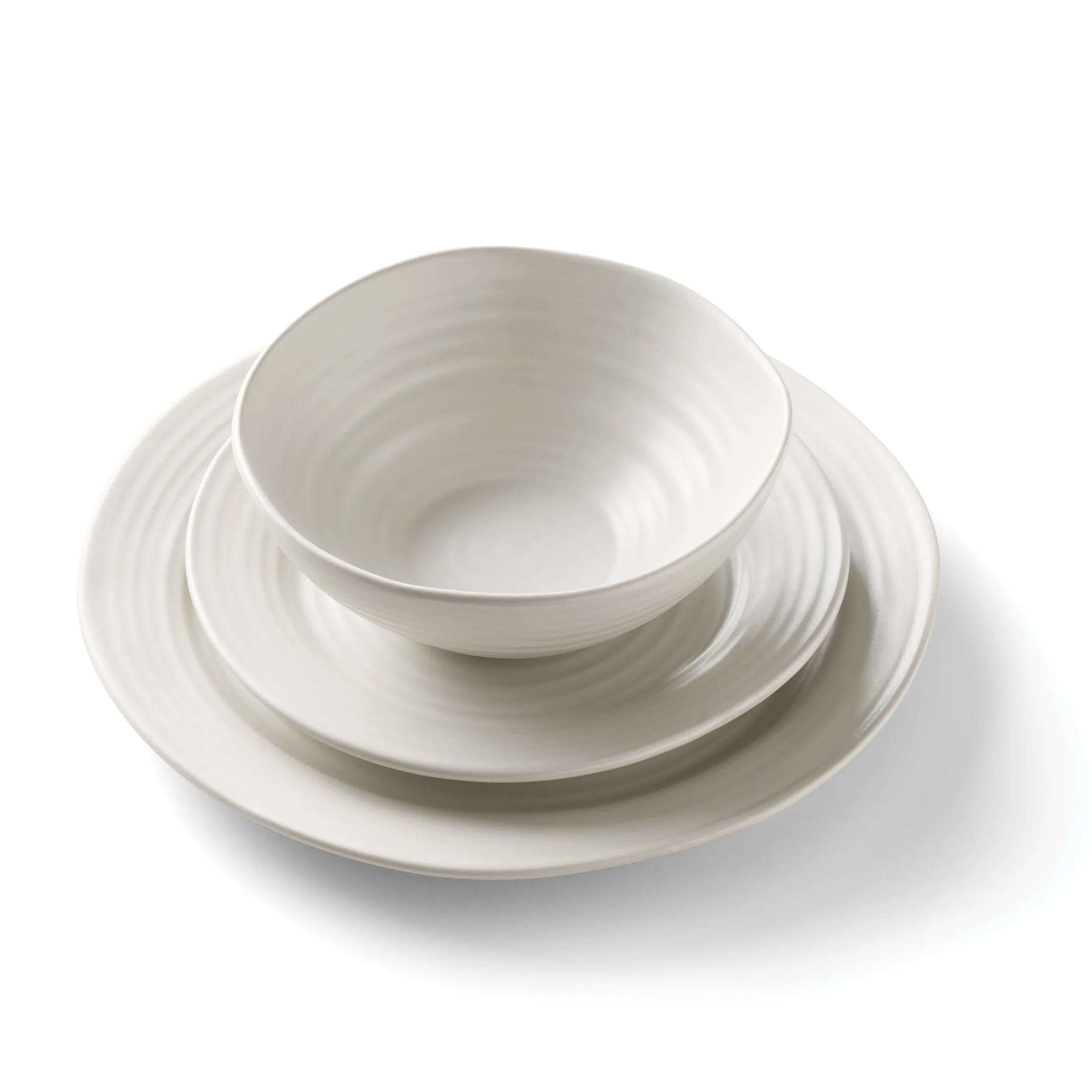 Ridge White 12-Piece Dinnerware Set