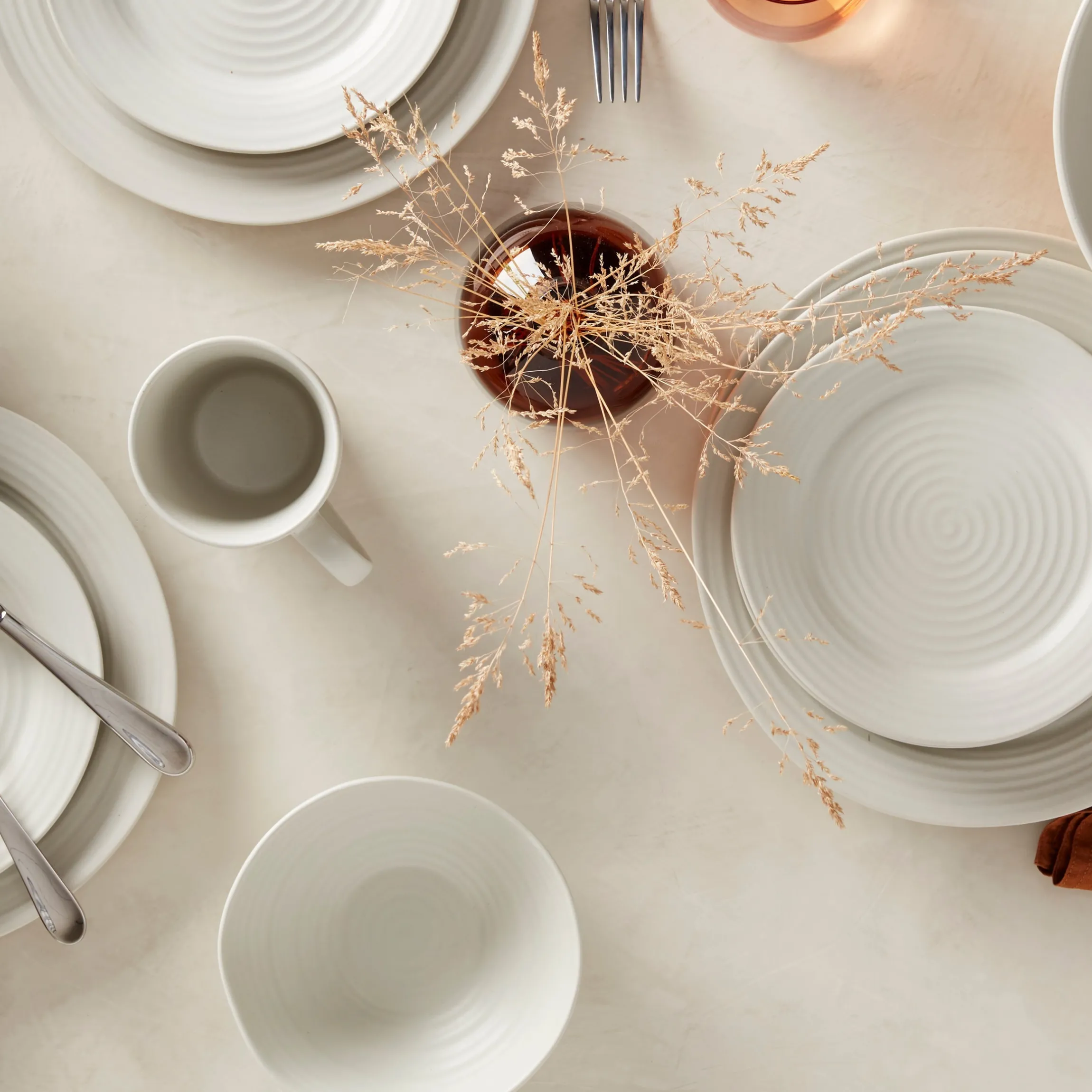 Ridge White 12-Piece Dinnerware Set
