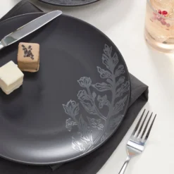 Roseto Charcoal 12-Piece Dinnerware Set