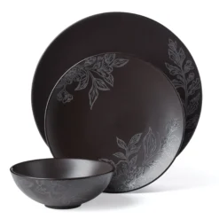 Roseto Charcoal 12-Piece Dinnerware Set