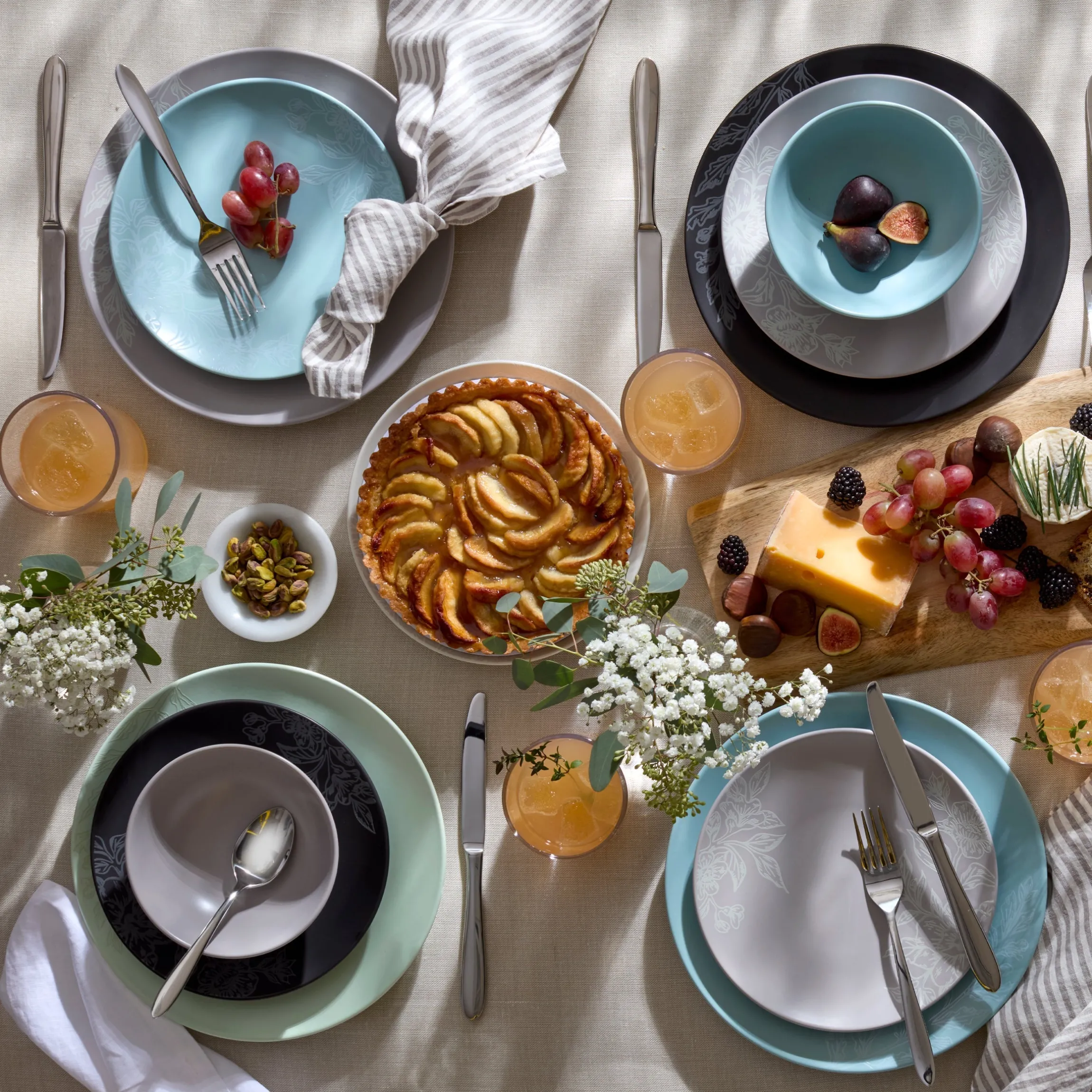 Roseto French Blue 12-Piece Dinnerware Set