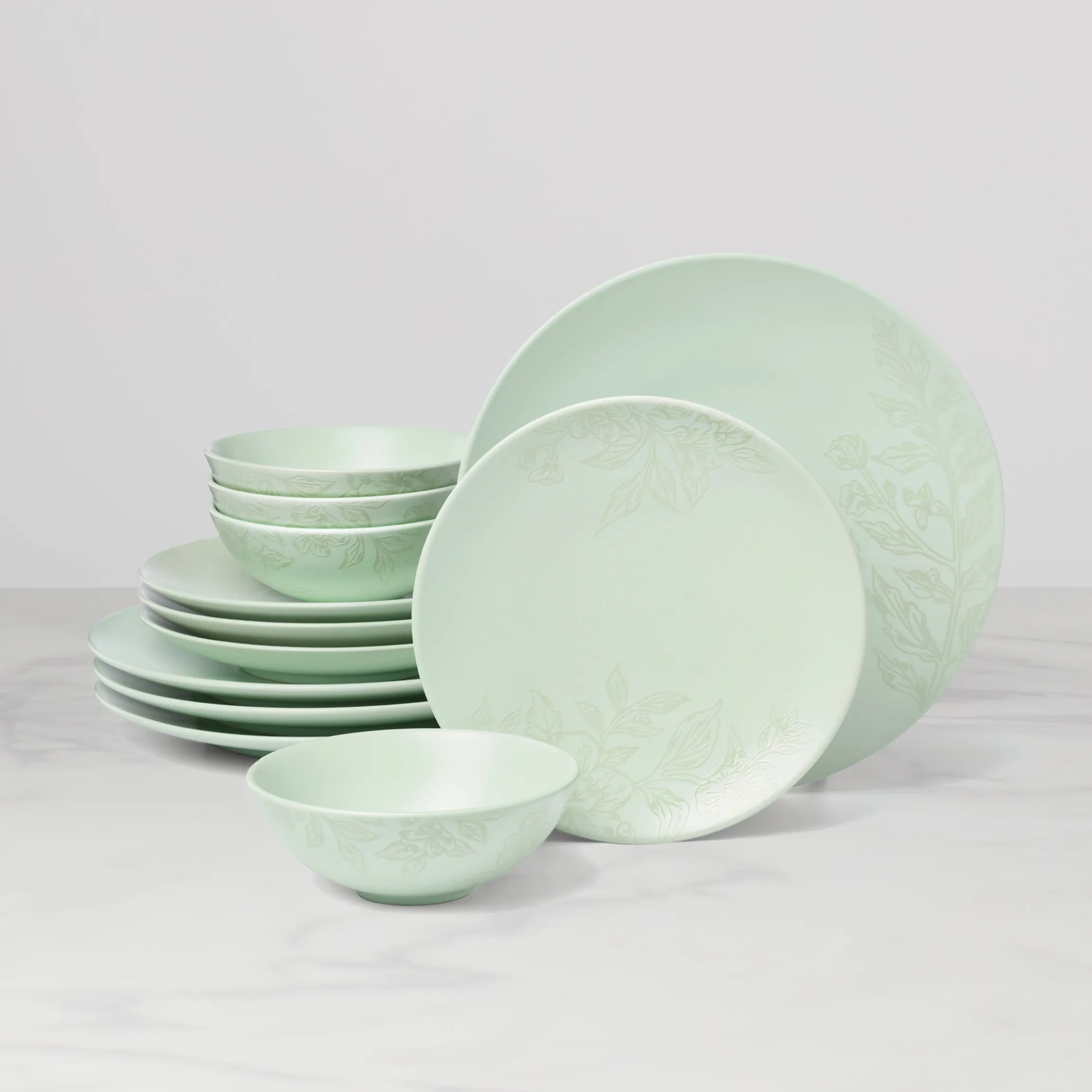 Roseto Soft Sage 12-Piece Dinnerware Set