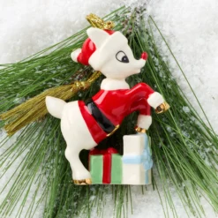 Rudolph in a Santa Suit Ornament