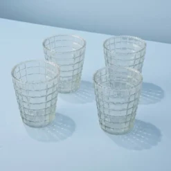 Ruffle Glass Lattice Tumblers, Set of 4