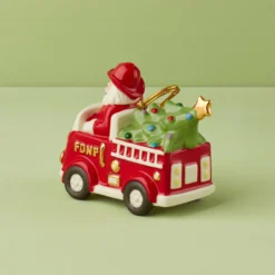Santa In Fire Truck Ornament