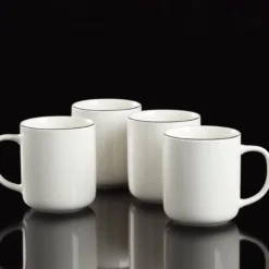 24 Seven Black Rim Mugs, Set of 4