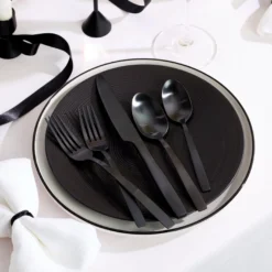 24 Seven Black Rim 12-Piece Dinnerware Set