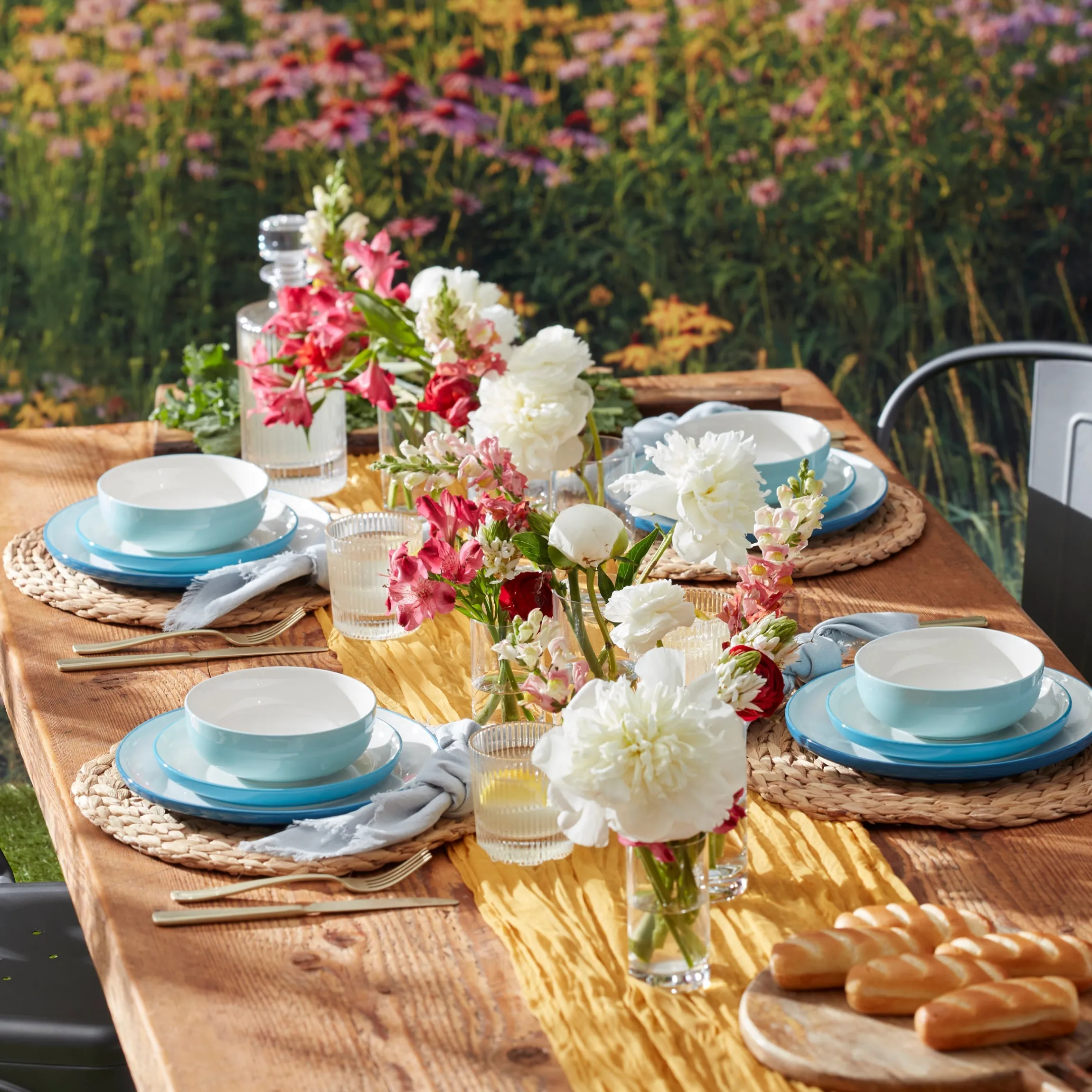24 Seven Colors Turquoise 12-Piece Dinnerware Set