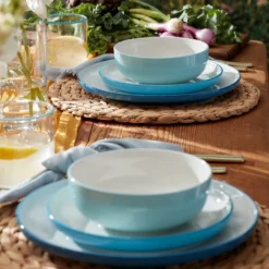 24 Seven Colors Turquoise 12-Piece Dinnerware Set