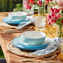 24 Seven Colors Turquoise 12-Piece Dinnerware Set