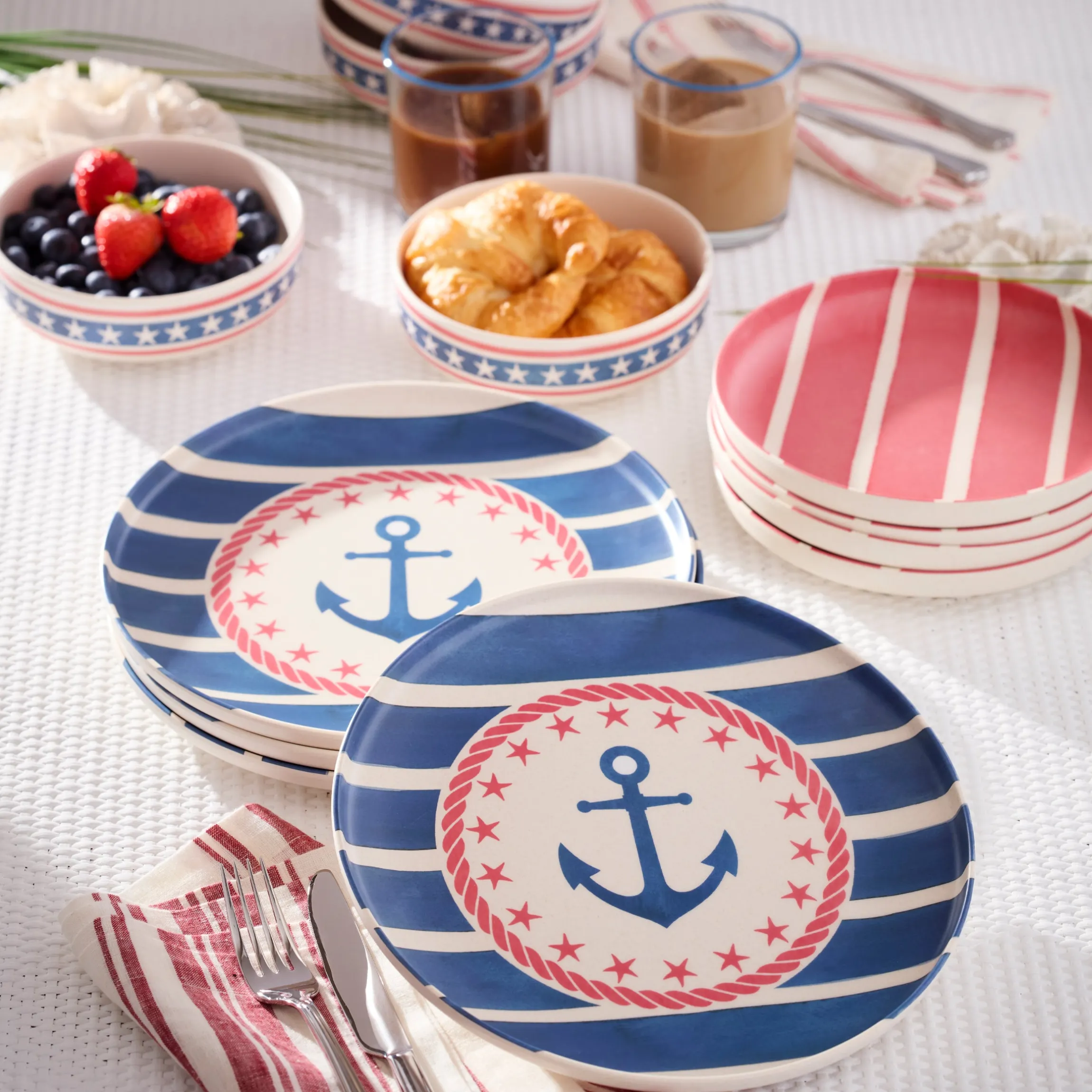 24 Seven Melamine Aweigh We Go 18-Piece Dinnerware Set