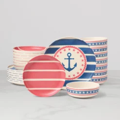 24 Seven Melamine Aweigh We Go 24-Piece Dinnerware Set