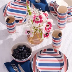 24 Seven Melamine Stripe 12-Piece Dinnerware Set