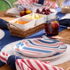 24 Seven Melamine Stripe 12-Piece Dinnerware Set