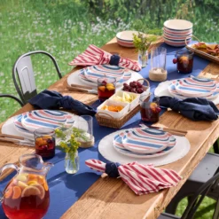 24 Seven Melamine Stripe 12-Piece Dinnerware Set