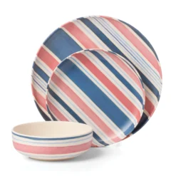 24 Seven Melamine Stripe 12-Piece Dinnerware Set