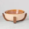 24 Seven Sunbaked 3-Piece Nesting Bowl Set with Wood Stand