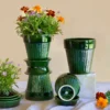 Simona Glazed Emerald Green 12cm Pot with Saucer