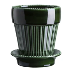 Simona Glazed Emerald Green 12cm Pot with Saucer