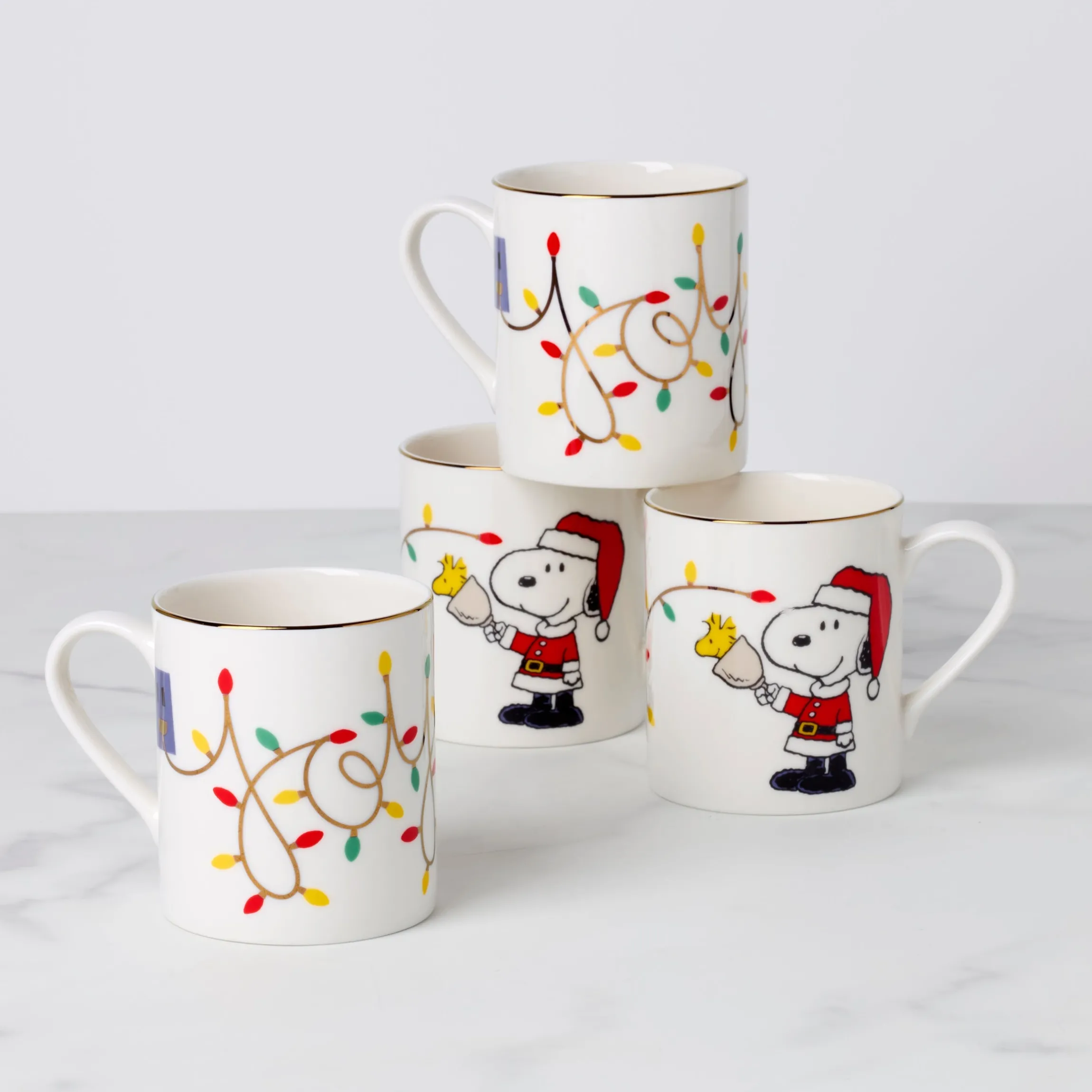 Snoopy Christmas Mugs, Set of 4