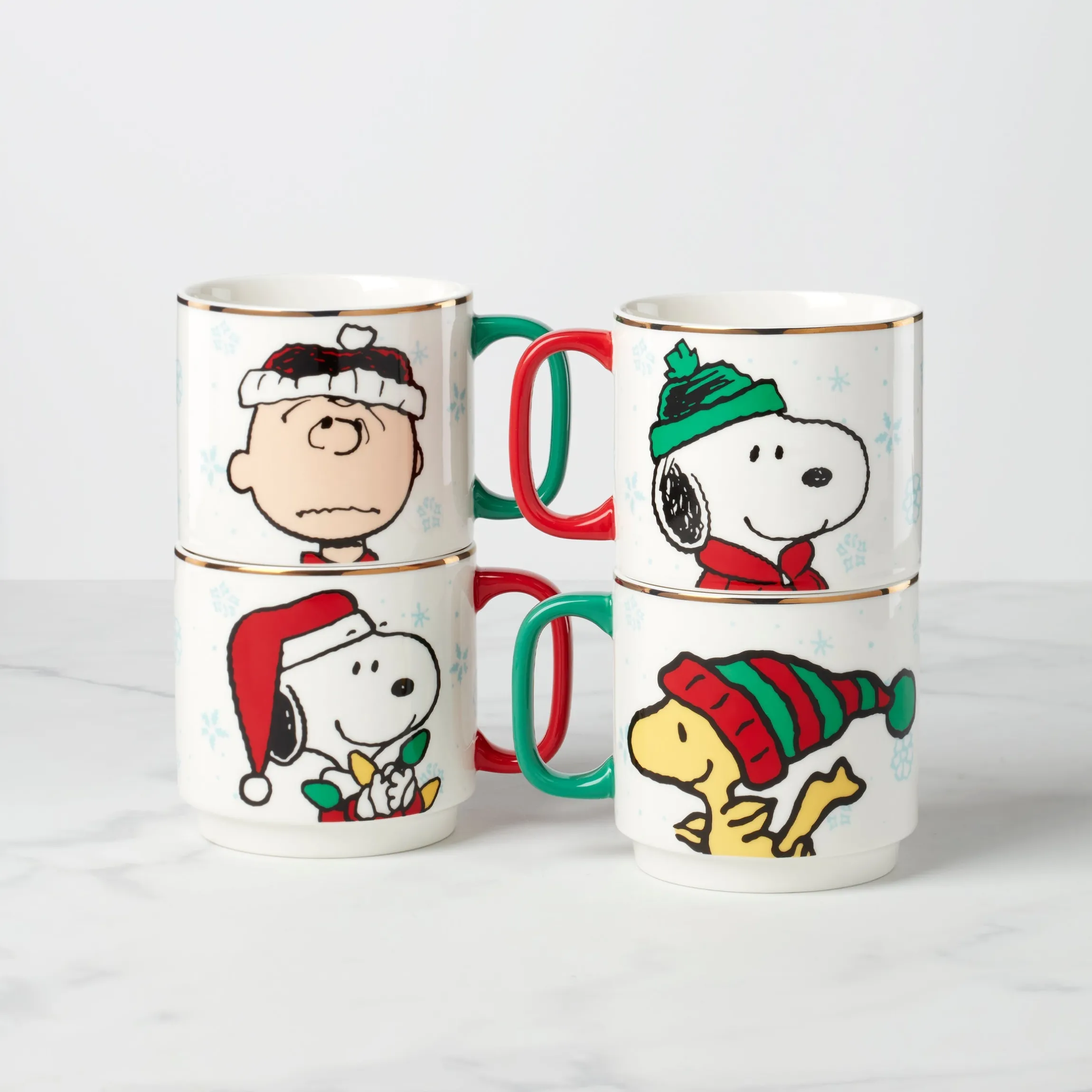 Snoopy Christmas Stacking Mugs, Set of 4
