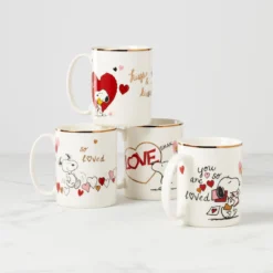 Snoopy Valentine's Day Mugs, Set of 4
