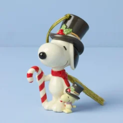 Snoopy & Woodstock With Candy Cane Ornament