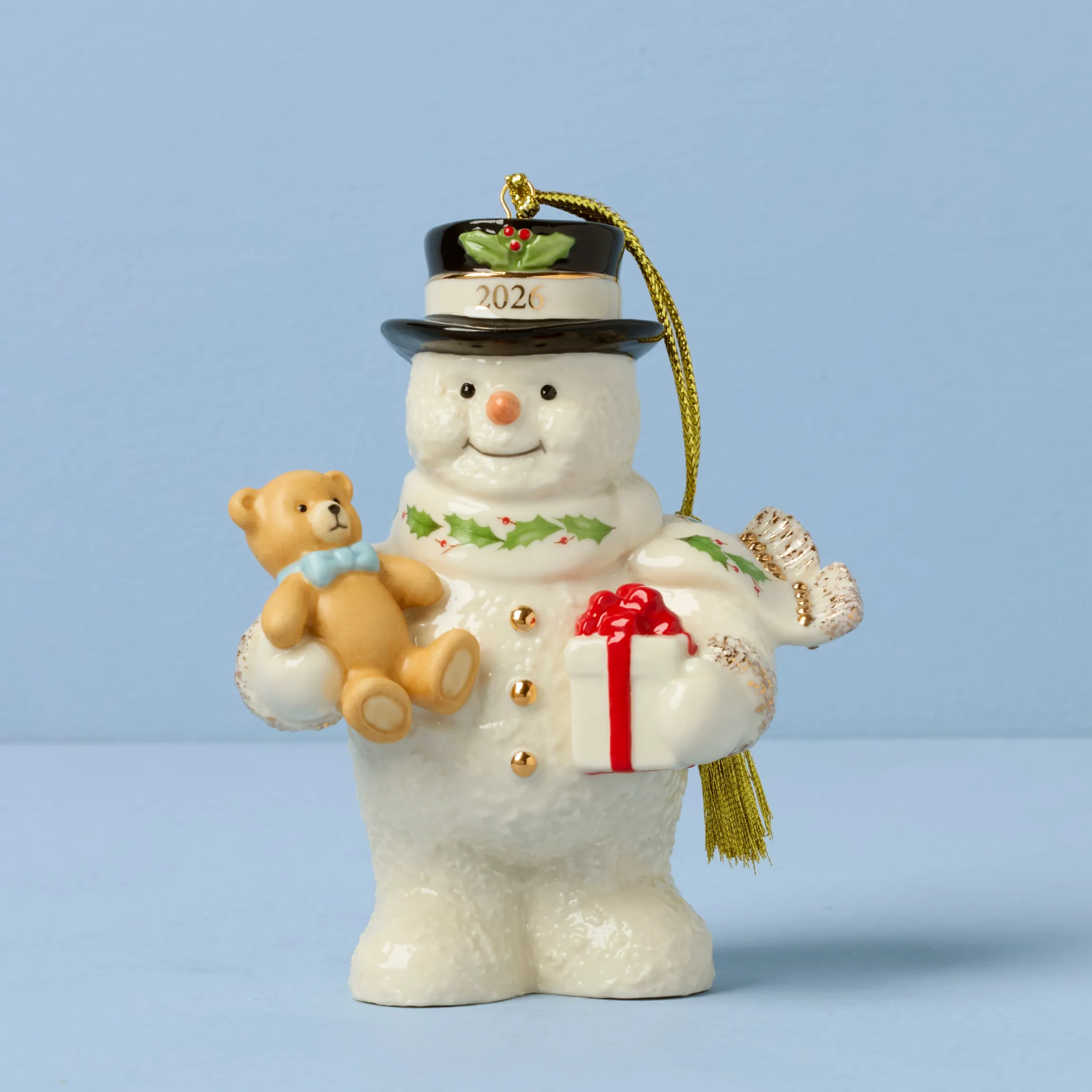 2026 Snowman with Teddy Bear Ornament