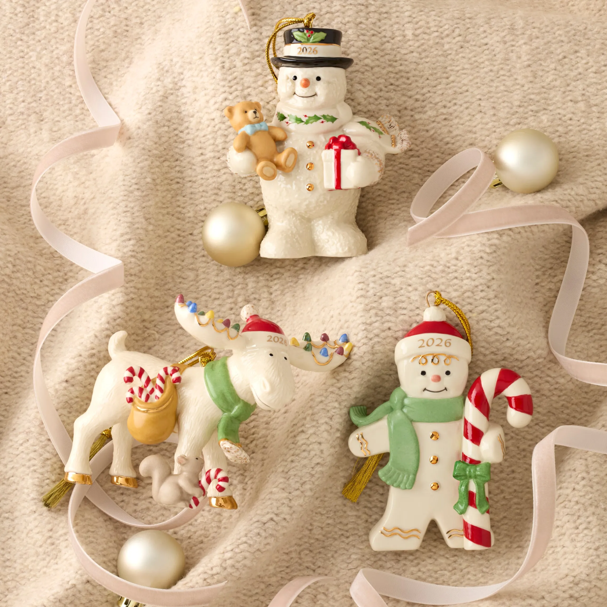 2026 Snowman with Teddy Bear Ornament