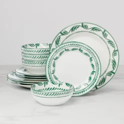 Solear Green 12-Piece Dinnerware Set